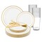 Smarty Had A Party White with Gold Edge Rim Plastic Wedding Value Set, 360PK GWVPP60 - alternate 1